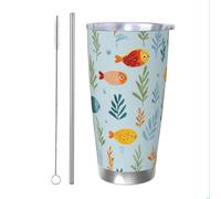 Mexpekil Gobelet isotherme de 591 ml avec paille et couvercle en acier inoxydable - Tasse à café glacé coloré - Tasse de voyage étanche - Bouteille d'eau thermique - Cadeau pour homme et femme