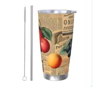 Mexpekil Gobelet isotherme de 591 ml avec paille et couvercle en acier inoxydable - Tasse à café glacé étanche - Tasse de voyage - Bouteille d'eau thermique - Cadeau pour homme et femme