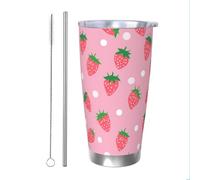 Mexpekil Gobelet isotherme de 591 ml avec paille et couvercle en acier inoxydable - Tasse à café glacé - Tasse à café glacé - Tasse de voyage étanche - Bouteille d'eau thermique - Cadeau pour homme et