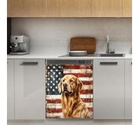 Mexpekil Golden Retriever Autocollant magnétique pour lave-vaisselle Motif drapeau américain 53,3 x 66 cm