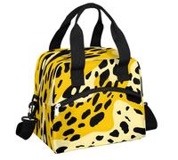 Mexpekil Grand sac à déjeuner isotherme pour homme et femme - Étanche - Portable - Sac de pique-nique avec bandoulière réglable - 13,8 l - Imprimé léopard jaune