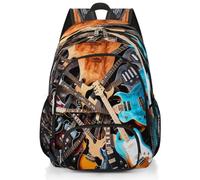 Mexpekil Grand sac à dos d'école avec guitare musicale pour filles, garçons, enfants, sac à dos imperméable pour ordinateur portable pour femme et homme, sac à dos léger pour randonnée, voyage, 43,2