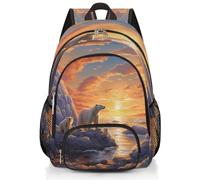 Mexpekil Grand sac à dos d'école avec ours polaire canadien et coucher de soleil arctique pour filles, garçons, enfants, sac à dos imperméable pour ordinateur portable pour femme, homme, sac à dos