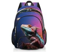 Mexpekil Grand sac à dos d'école coloré caméléon pour filles, garçons, enfants, sac à dos imperméable pour ordinateur portable pour femme et homme, sac à dos léger pour randonnée, voyage, 43,2 cm