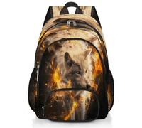 Mexpekil Grand sac à dos d'école Fire Wolf Art Painting pour filles, garçons, enfants, sac à dos imperméable pour ordinateur portable pour femme et homme, sac à dos léger pour randonnée, voyage, 43,2