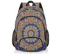 Mexpekil Grand sac à dos d'école mandala floral éthique pour filles, garçons, enfants, sac à dos imperméable pour ordinateur portable pour femme et homme, sac à dos léger pour randonnée, voyage, 43,2