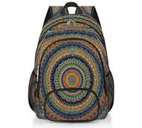 Mexpekil Grand sac à dos d'école mandala kaléidoscopique motif floral éthique pour filles, garçons, enfants, sac à dos imperméable pour ordinateur portable pour femme et homme, sac à dos léger pour