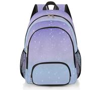 Mexpekil Grand sac à dos d'école violet bleu ombré pour filles, garçons, enfants, sac à dos imperméable pour ordinateur portable pour femme et homme, sac à dos léger pour randonnée, voyage, 43,2 cm