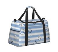 Mexpekil Grand sac de sport à main imperméable pliable pour voyage, sport, gym, danse, Ancre pour voiliers à rayures bleues, Taille unique