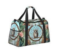 Mexpekil Grand sac de sport à main imperméable pliable pour voyage, sport, gym, danse, Attrape-rêves chouette bohème fleur, Taille unique