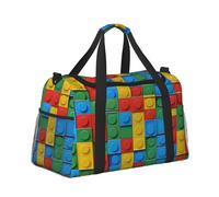 Mexpekil Grand sac de sport à main imperméable pliable pour voyage, sport, gym, danse, Blocs colorés, Taille unique