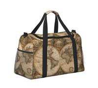 Mexpekil Grand sac de sport à main imperméable pliable pour voyage, sport, gym, danse, Carte du monde en or, Taille unique