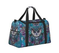 Mexpekil Grand sac de sport à main imperméable pliable pour voyage, sport, gym, danse, Chouette avec attrape-rêves, Taille unique