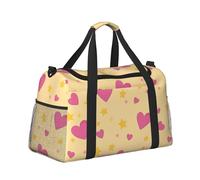 Mexpekil Grand sac de sport à main imperméable pliable pour voyage, sport, gym, danse, Cœur rose étoile jaune, Taille unique