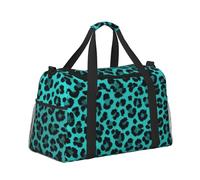 Mexpekil Grand sac de sport à main imperméable pliable pour voyage, sport, gym, danse, Imprimé léopard turquoise, Taille unique