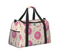 Mexpekil Grand sac de sport à main imperméable pliable pour voyage, sport, gym, danse, Notes de musique en vinyle rose, Taille unique