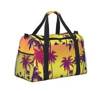 Mexpekil Grand sac de sport à main imperméable pliable pour voyage, sport, gym, danse, Retro Neon Palm Trees Coucher de soleil, Taille unique