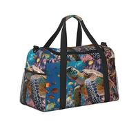 Mexpekil Grand sac de sport à main imperméable pliable pour voyage, sport, gym, danse, Tortue de mer sous l'eau, Taille unique