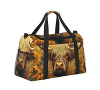 Mexpekil Grand sac de sport à main imperméable pliable pour voyage, sport, gym, danse, Vache des Highlands Tournesols, Taille unique