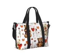 Mexpekil Grand sac de voyage imperméable pour le sport, la gym, le week-end, pour homme et femme, Ours mignon fleur amour, Taille unique