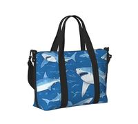 Mexpekil Grand sac de voyage imperméable pour le sport, la gym, le week-end, pour homme et femme, Requins Bleu Natation, Taille unique