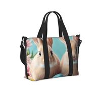 Mexpekil Grand sac de voyage imperméable pour le sport, la gym, le week-end, pour homme et femme, sac de transport pliable, Deux lapins œufs de Pâques, Taille unique