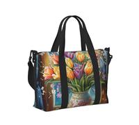 Mexpekil Grand sac de voyage imperméable pour le sport, la gym, le week-end, pour homme et femme, Tulipes Vase Oeufs Lune, Taille unique