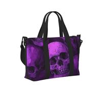 Mexpekil Grand sac de voyage imperméable pour le sport, le week-end, la nuit pour homme et femme, sac fourre-tout pliable pour vol, Têtes de mort violettes, Taille unique