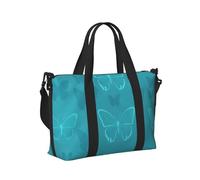 Mexpekil Grand sac de voyage imperméable pour le sport, le week-end, la nuit pour homme et femme, sac fourre-tout pliable pour vol, Papillon turquoise, Taille unique