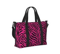 Mexpekil Grand sac de voyage imperméable pour le sport, le week-end, la nuit pour homme et femme, sac fourre-tout pliable pour vol, Peau de zèbre noire et rose, Taille unique