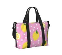 Mexpekil Grand sac de voyage imperméable pour le sport, le week-end, la nuit pour homme et femme, sac fourre-tout pliable pour vol, Pois blancs et citrons jaunes, Taille unique