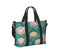 Mexpekil Grand sac de voyage imperméable pour le sport, le week-end, la nuit pour homme et femme, sac fourre-tout pliable pour vol, Branche florale turquoise, Taille unique