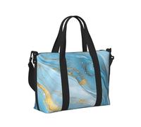 Mexpekil Grand sac de voyage imperméable pour le sport, le week-end, la nuit pour homme et femme, sac fourre-tout pliable pour vol, Llight Blu Gold Marble, Taille unique