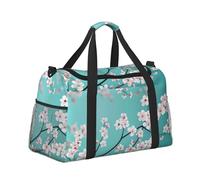 Mexpekil Grand sac en toile pour bagage à main, imperméable, pliable, pour le week-end, Cherry Blossoms Branches Blue, taille unique, Cherry Blossoms Branches Blue, Talla única