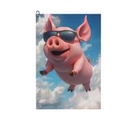 Mexpekil Grande serviette de golf en tissu gaufré, joli cochon volant avec lunettes de soleil vers le ciel, serviettes de golf en microfibre pour homme et femme, accessoires de golf, sac de golf,