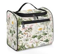 Mexpekil Grande trousse de toilette à suspendre avec fleurs sauvages, papillons et feuilles pour homme et femme, grande trousse de maquillage étanche pour voyage, multicolore, 10.2 x 6.5 x 9.2 inches,