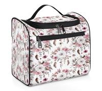 Mexpekil Grande trousse de toilette bohème à suspendre avec attrape-rêves et fleurs pour homme et femme - Étanche - Pour voyage, multicolore, 10.2 x 6.5 x 9.2 inches, Trousse de toilette