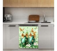 Mexpekil Green Eggs Papillon Fleurs Nœuds Couvercle magnétique pour lave-vaisselle 53,3 x 66 cm Autocollant décoratif pour porte d'entrée Panneau magnétique étanche