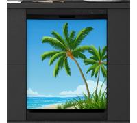 Mexpekil Green Palm Trees On The Beach Aimant pour lave-vaisselle | Housses décoratives réutilisables pour lave-vaisselle - Panneau avant magnétique - 58,4 x 66 cm - Autocollant pour appareils