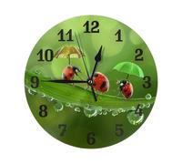 Mexpekil Horloge murale silencieuse et amusante en forme de coccinelle, 25 cm, horloge murale ronde à piles, horloge décorative moderne pour salon, cuisine, chambre à coucher, bureau