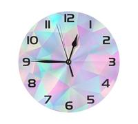 Mexpekil Horloge murale triangulaire bleue rose noire silencieuse sans tic-tac 25 cm horloge murale ronde à piles horloge décorative moderne pour salon, cuisine, chambre à coucher, bureau