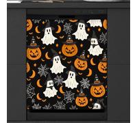 Mexpekil Housse aimantée pour lave-vaisselle, motif citrouilles, fantômes, chauves-souris, 53,3 x 66 cm, décoration imperméable pour lave-vaisselle, pour appareils de cuisine
