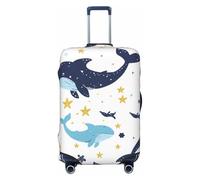 Mexpekil Housse de bagage anti-poussière pour valise, motif dauphin, baleine, créatures océaniques, élastique, lavable, extensible, pour valise de voyage de 45,7 à 81,3 cm, Noir , S