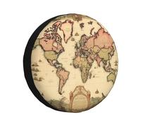 Mexpekil Housse de pneu de secours vintage avec motif carte du monde - Housse de roue de secours étanche de 38,1 cm - Pour camping-car, Jeep, SUV, camion, camping-car, véhicules de camping