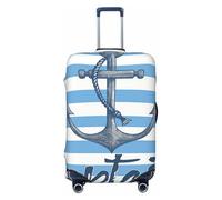 Mexpekil Housse de protection anti-poussière pour valise, motif ancre nautique bleue et blanche, bande géométrique, élastique, lavable, extensible, housse de valise de voyage pour bagages de 45,7 à