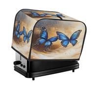 Mexpekil Housse de protection pour grille-pain 2 tranches - Papillons bleus avec paillettes - Étanche à la poussière - Pour petits appareils de cuisine