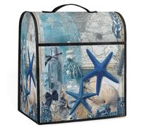 Mexpekil Housse de protection universelle pour appareil de cuisine avec poignée supérieure et poches Motif étoile de mer bleue et coquillages de corail 5 à 8 litres