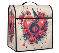 Mexpekil Housse de protection universelle pour mixeur de 5 à 8 litres, note de musique, cœur, rose, pour appareils de cuisine avec poignée supérieure et poches