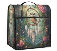 Mexpekil Housse de protection universelle pour robot de cuisine avec poignée supérieure et poches Motif attrape-rêves Hibou Forêt 5 à 8 litres