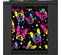 Mexpekil Housse magnétique colorée pour lave-vaisselle Motif bouledogue français à pois 53,3 x 66 cm